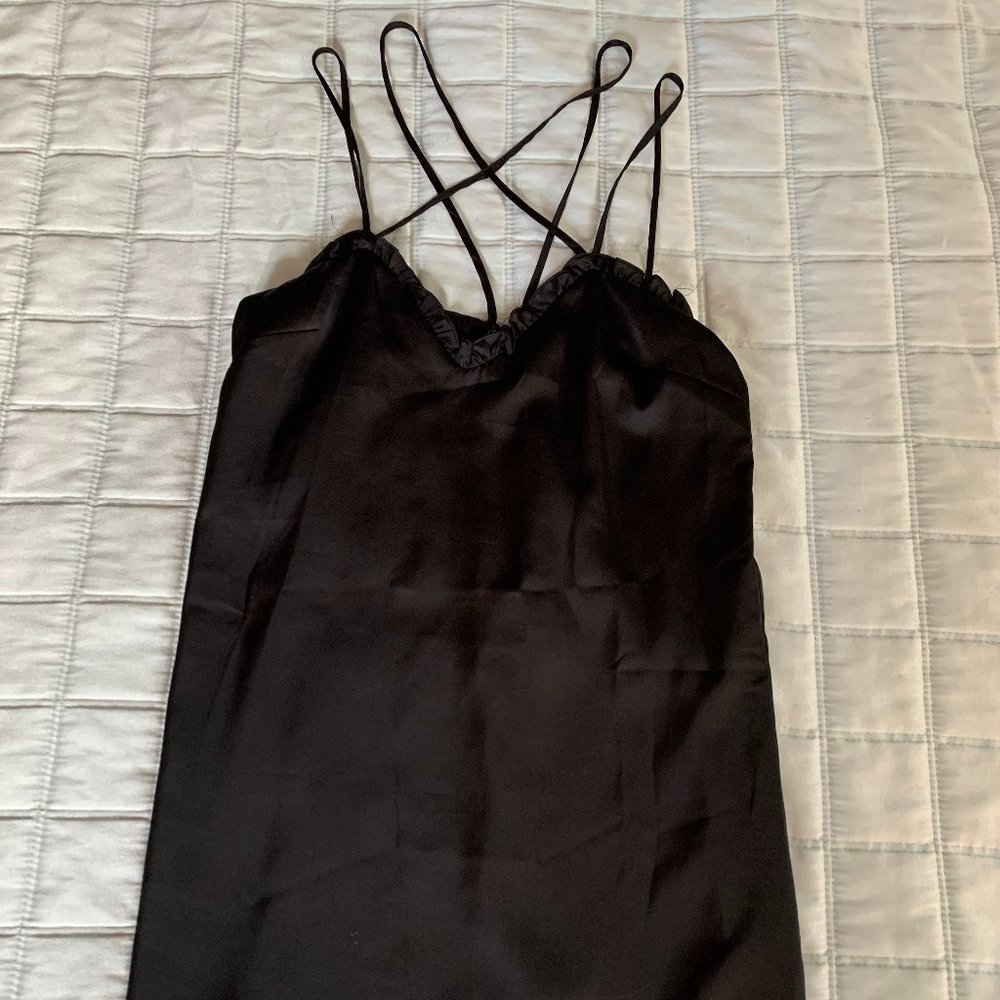 Cotton Candy LA Black Strappy Silk mini dress (S)